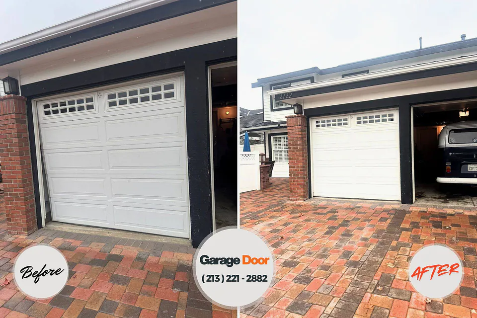 Before and after: garage door repair Greens Farms, CT